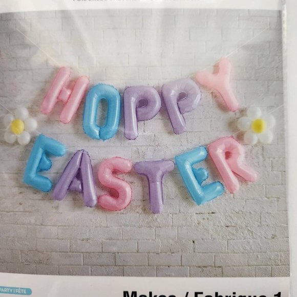 Celebrate It Easter Balloon Happy Easter Balloons Kit, "Hoppy Easter" Pink, Blue - Picture 2 of 7